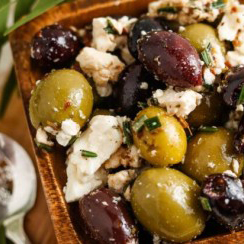 Marinated olives with feta cheese